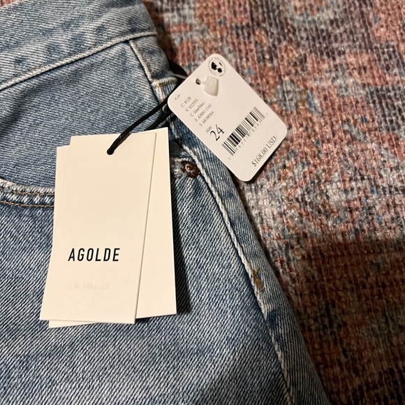 NWT AGOLDE Crisscross denim skirt in symbol size 24 - Picture 3 of 6